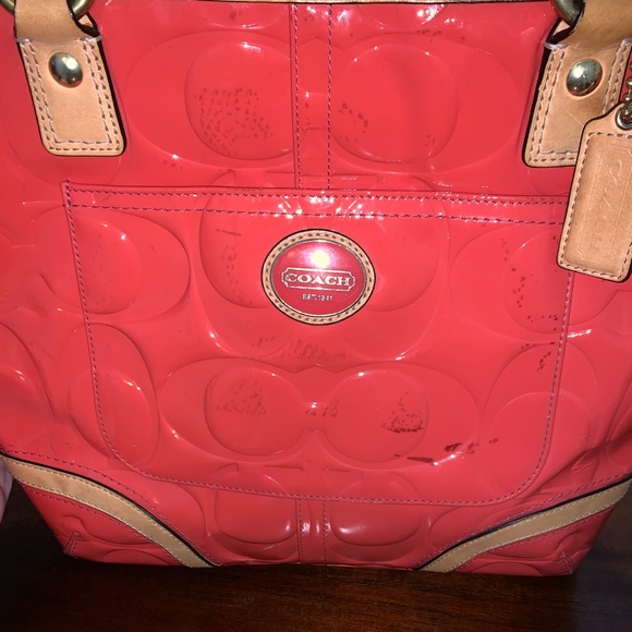 Coach Handbags - Coach Patent Leather Orange Bag